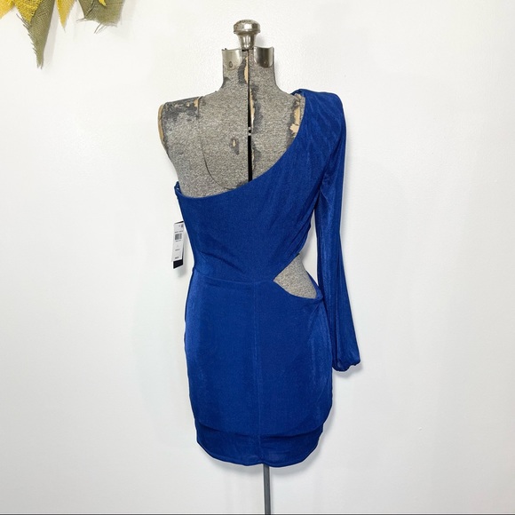 NWT Size large royal blue bodycon one shoulder cut out mini dress - Picture 8 of 10